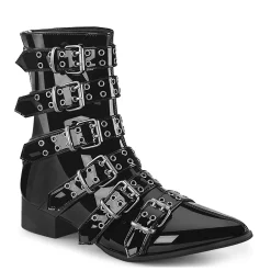 DemoniaCult Buty Wegańskie|Trzewiki>DEMONIA CULT WARLOCK-70 BLACK PATENT