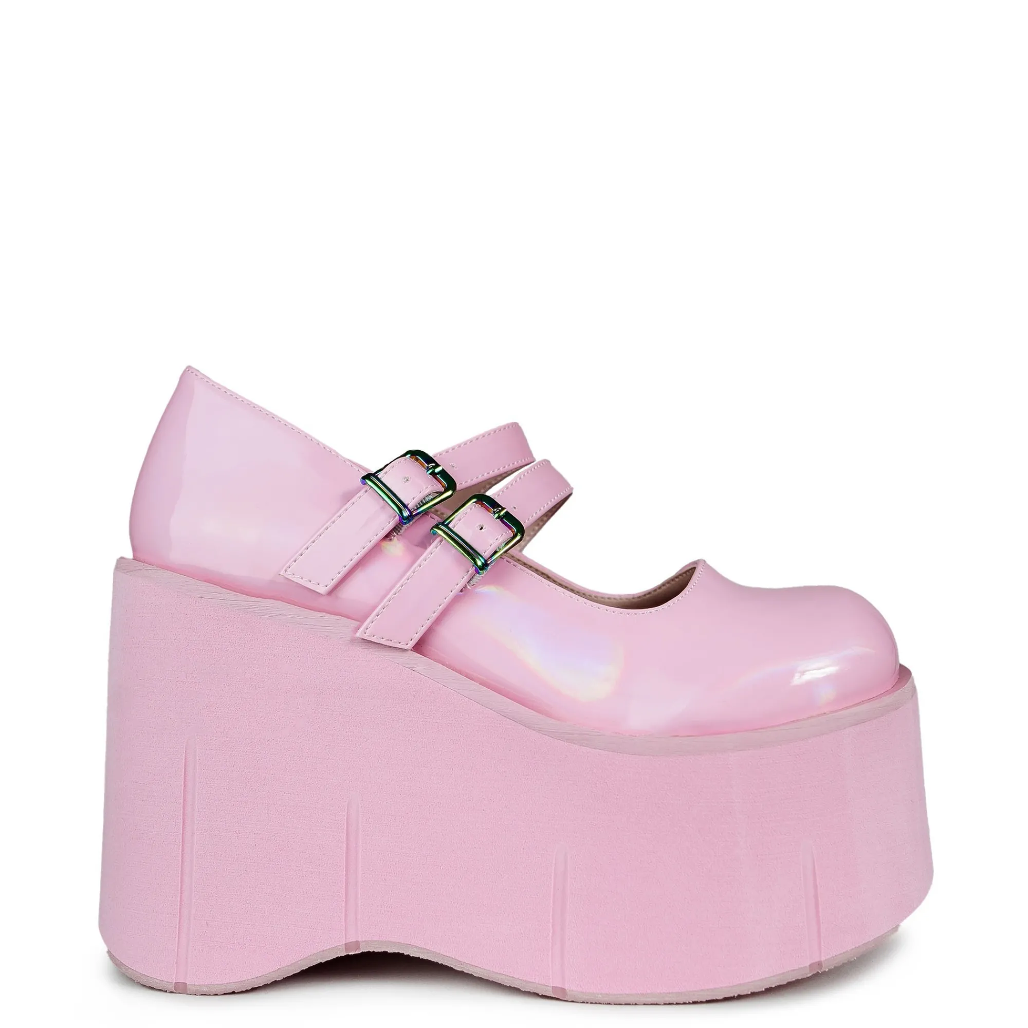 DemoniaCult Buty Wegańskie|Platformy>KERA-08 Baby Pink Hologram