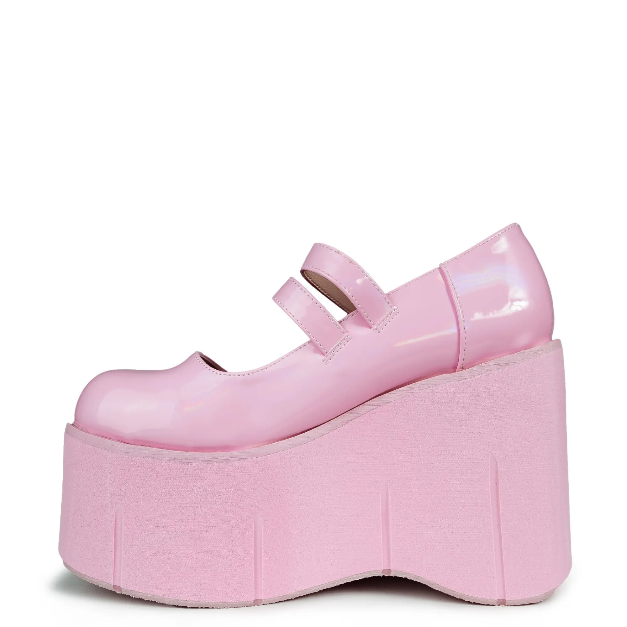 DemoniaCult Buty Wegańskie|Platformy>KERA-08 Baby Pink Hologram
