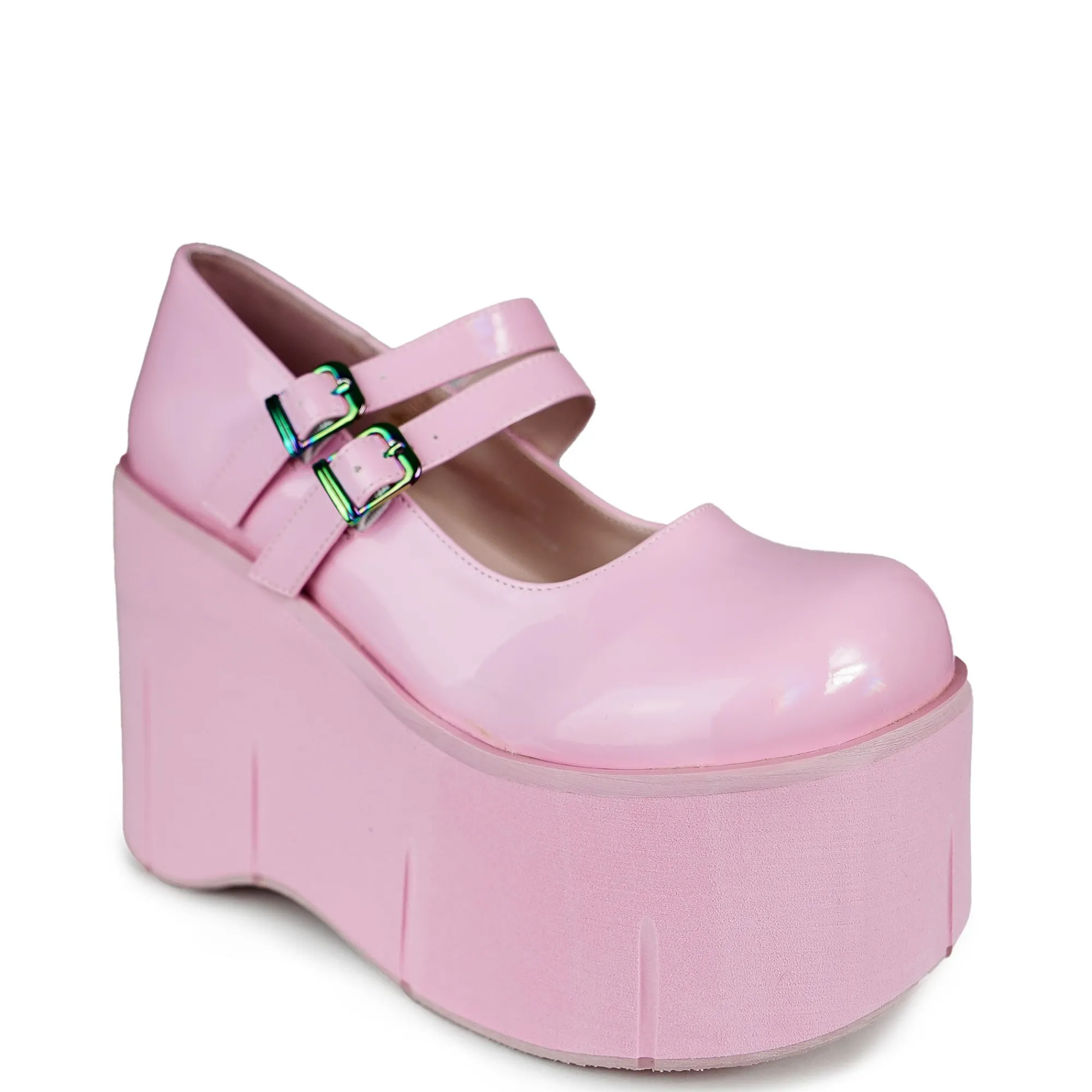 DemoniaCult Buty Wegańskie|Platformy>KERA-08 Baby Pink Hologram