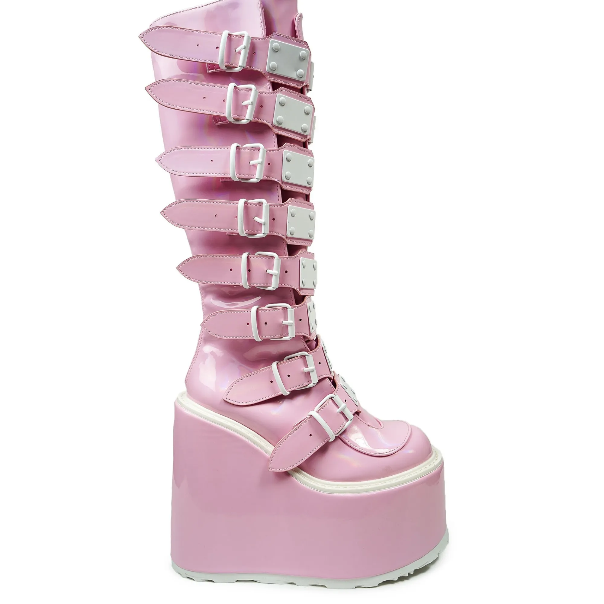 DemoniaCult Buty Wegańskie|Platformy>SWING-815 Baby Pink Hologram