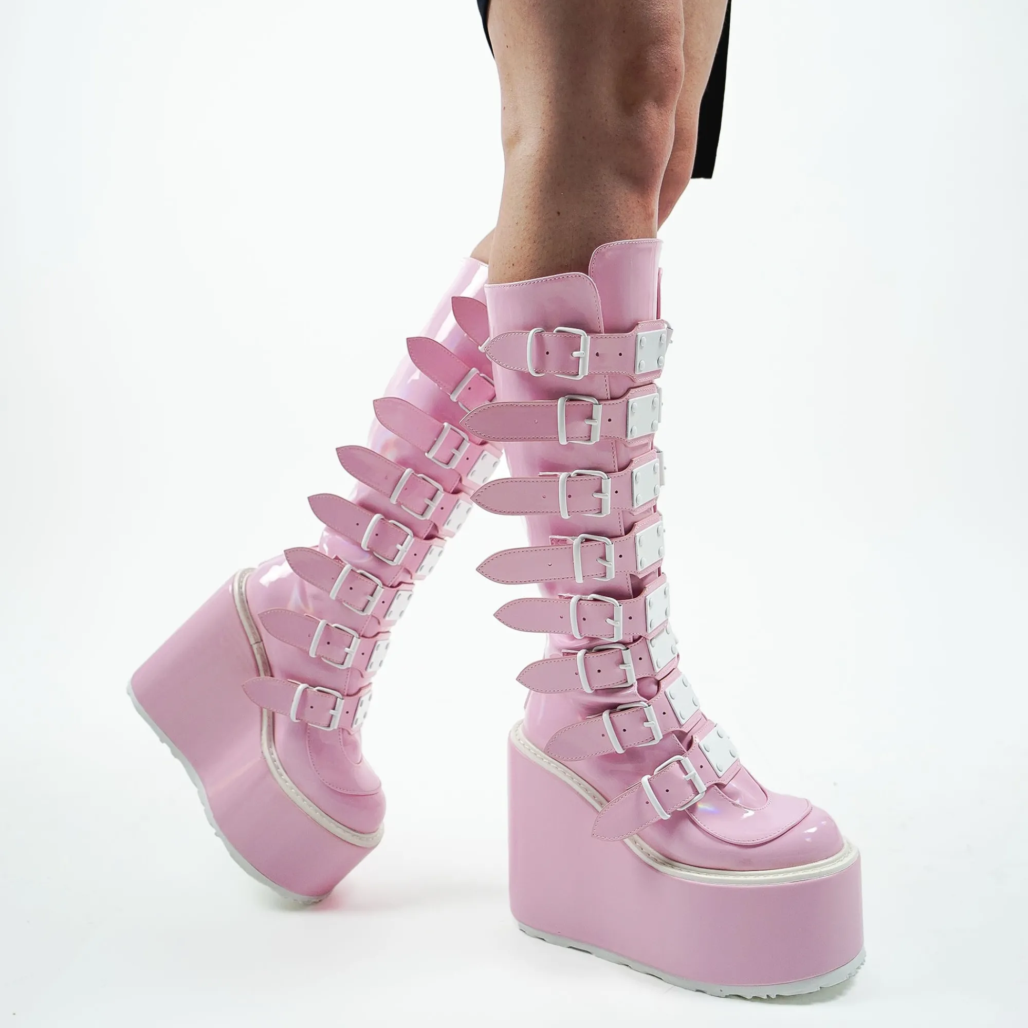 DemoniaCult Buty Wegańskie|Platformy>SWING-815 Baby Pink Hologram