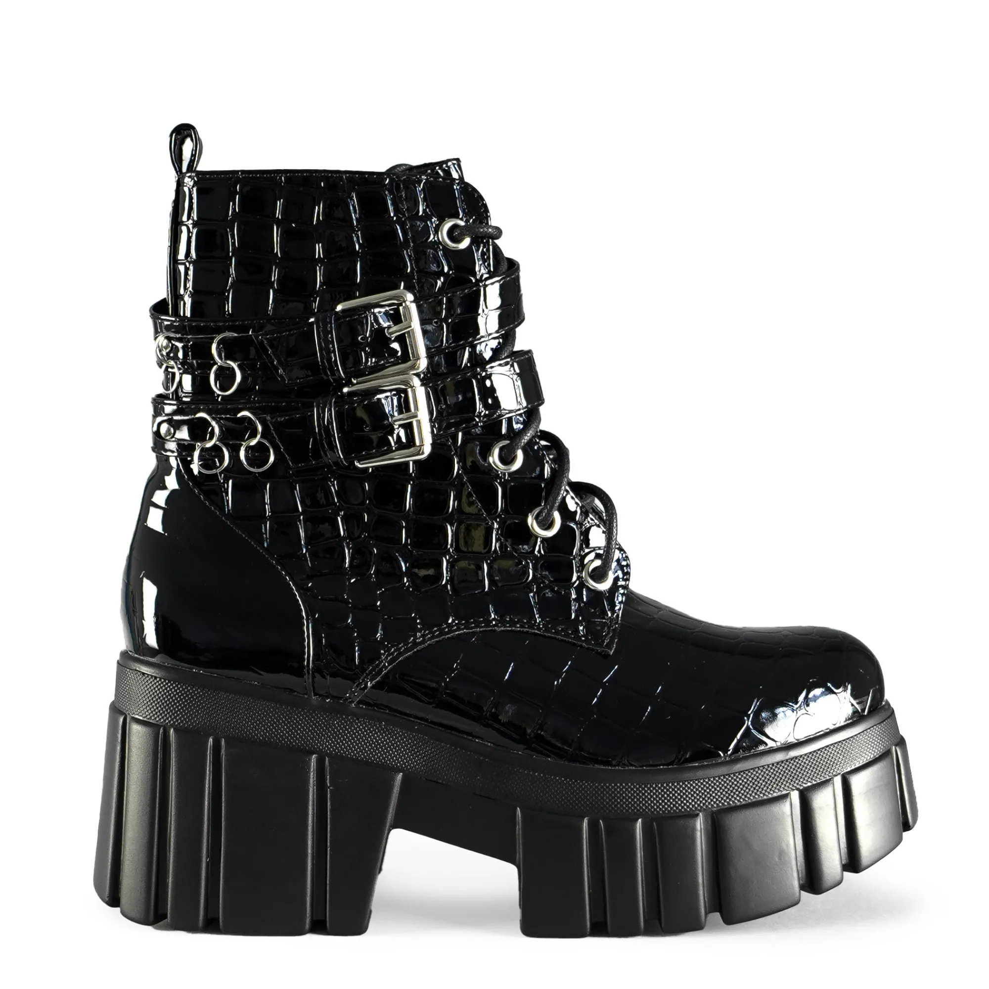Koi Footwear Platformy|Botki>AW5 CROCK BLACK PATENT