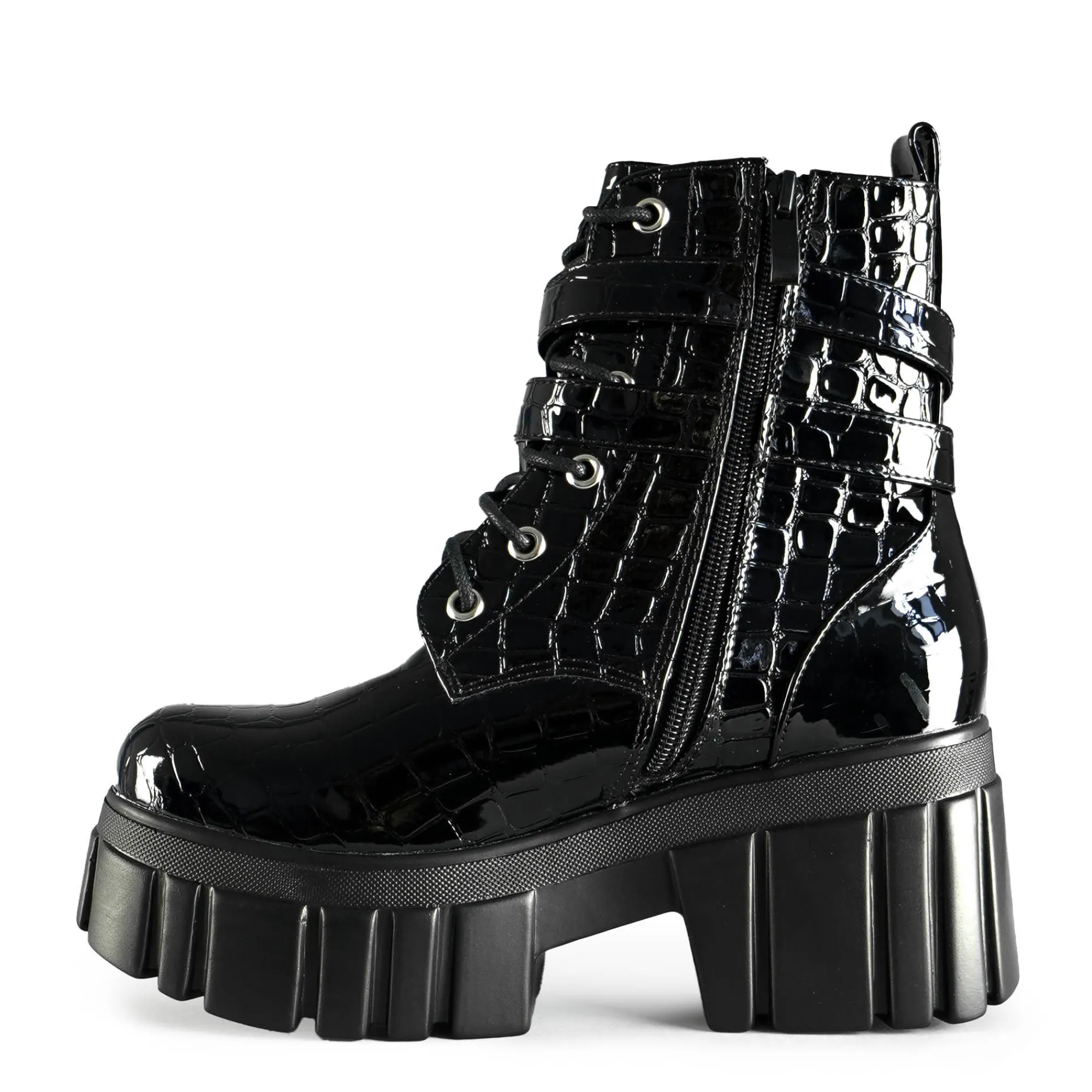 Koi Footwear Platformy|Botki>AW5 CROCK BLACK PATENT