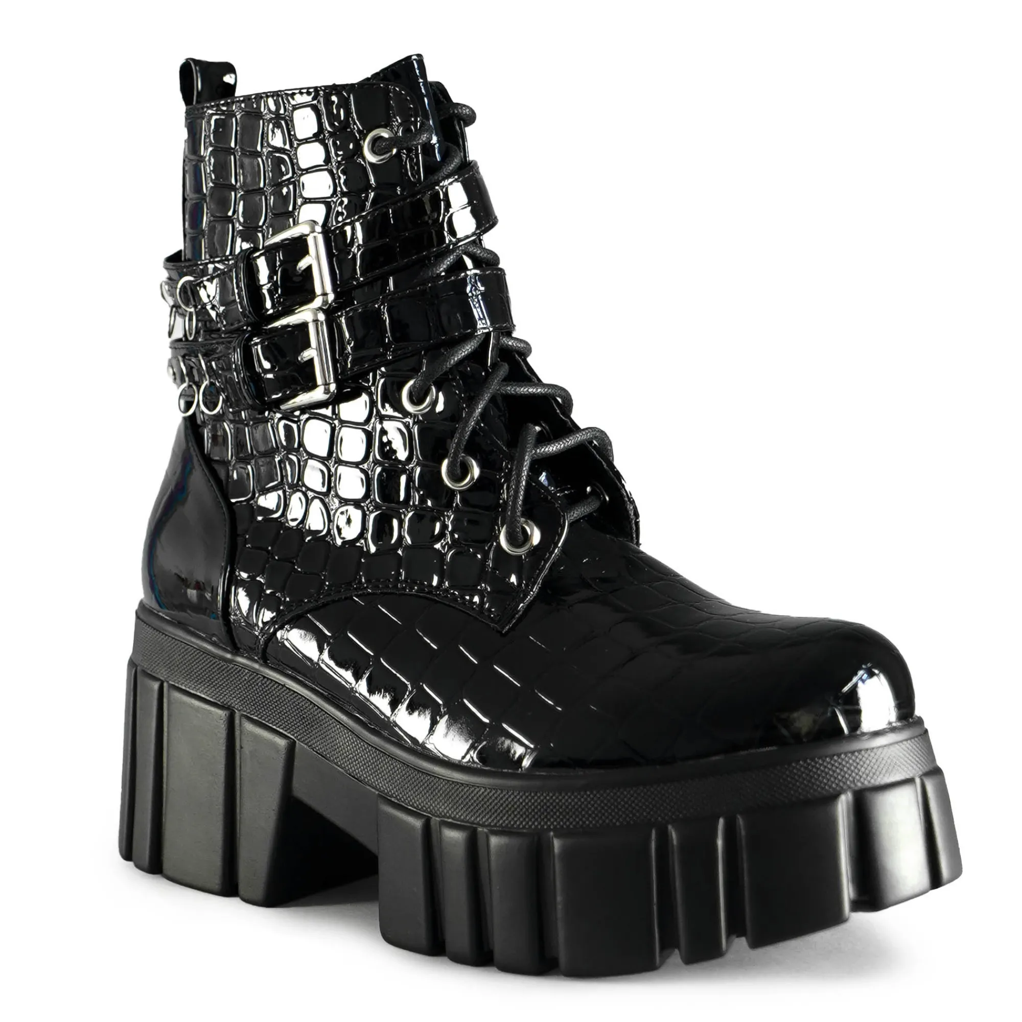 Koi Footwear Platformy|Botki>AW5 CROCK BLACK PATENT