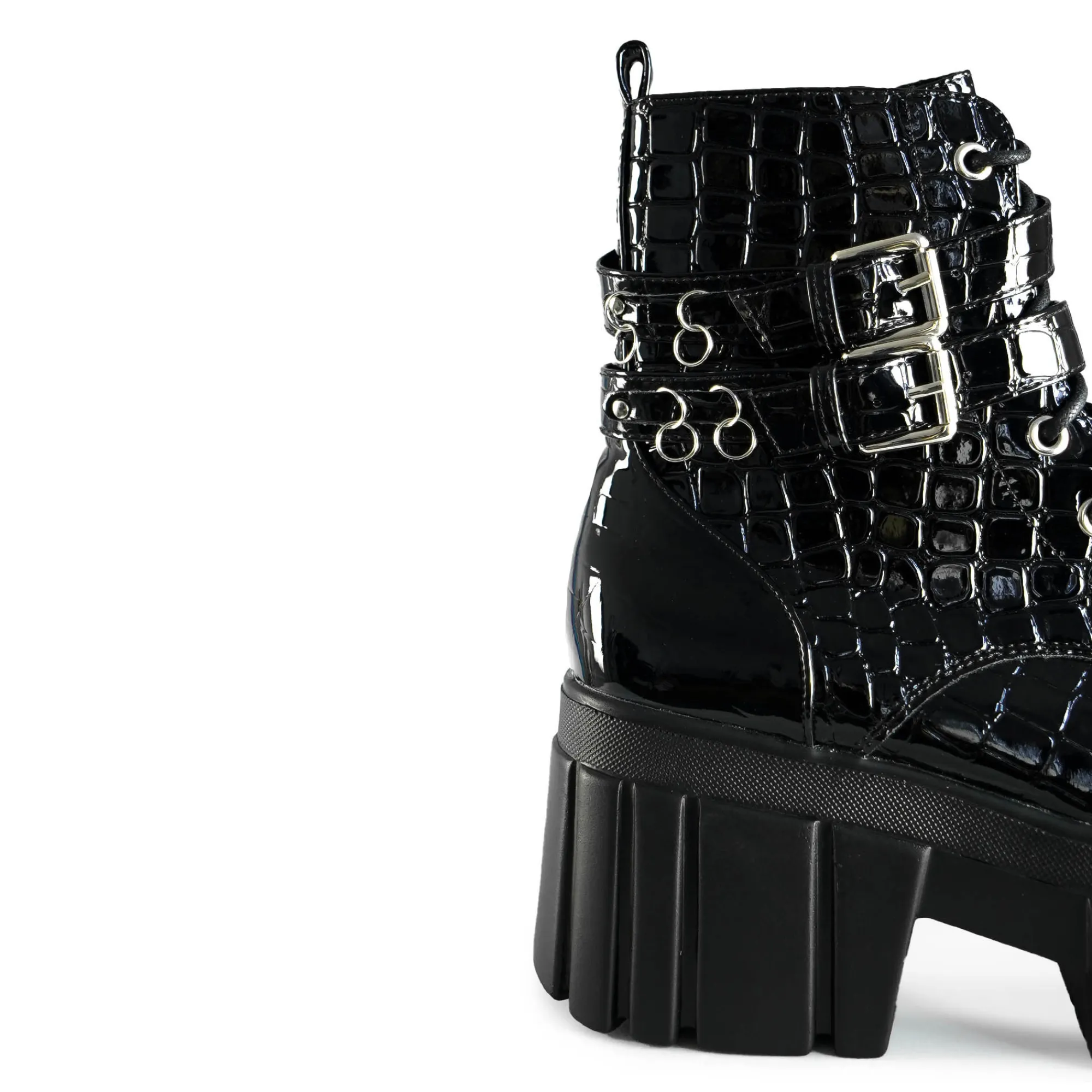 Koi Footwear Platformy|Botki>AW5 CROCK BLACK PATENT